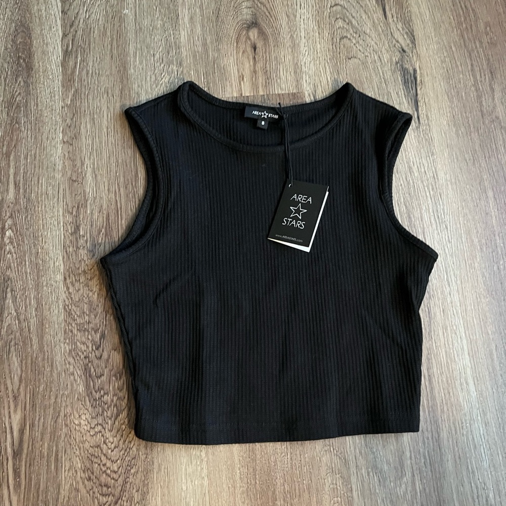 NWT AREA STARS Waffle Knit Luxury Crop Tank top